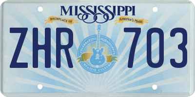 MS license plate ZHR703