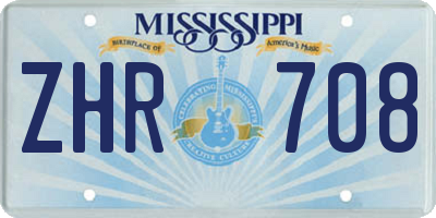 MS license plate ZHR708