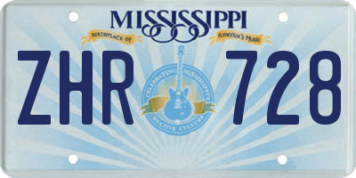 MS license plate ZHR728