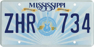 MS license plate ZHR734