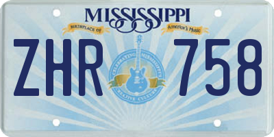 MS license plate ZHR758