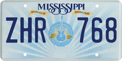 MS license plate ZHR768
