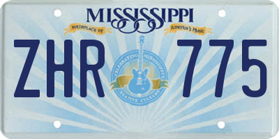 MS license plate ZHR775