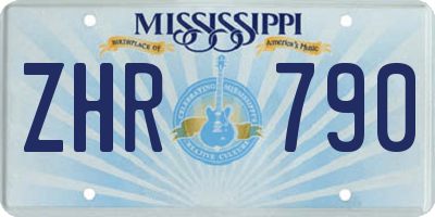 MS license plate ZHR790