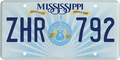 MS license plate ZHR792