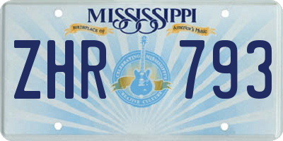 MS license plate ZHR793