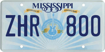 MS license plate ZHR800