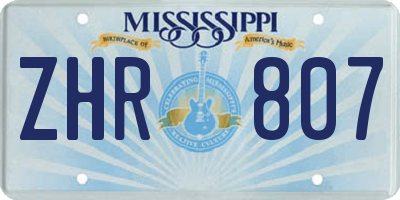 MS license plate ZHR807
