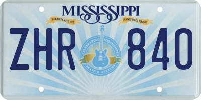 MS license plate ZHR840