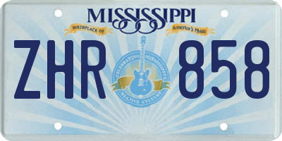 MS license plate ZHR858