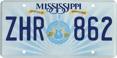 MS license plate ZHR862