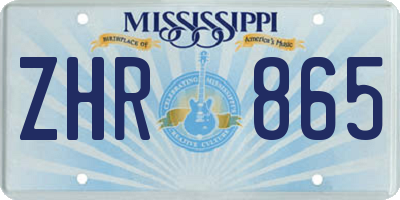 MS license plate ZHR865