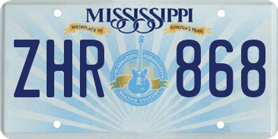 MS license plate ZHR868