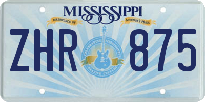 MS license plate ZHR875