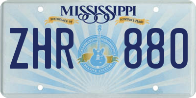 MS license plate ZHR880
