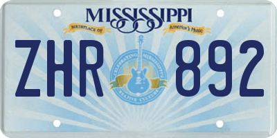 MS license plate ZHR892