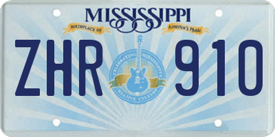 MS license plate ZHR910