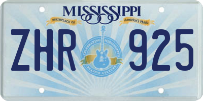 MS license plate ZHR925