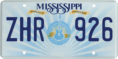 MS license plate ZHR926