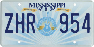 MS license plate ZHR954