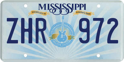 MS license plate ZHR972