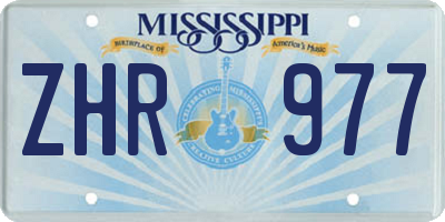 MS license plate ZHR977
