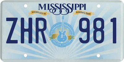 MS license plate ZHR981
