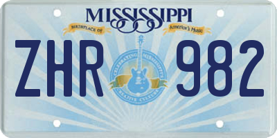 MS license plate ZHR982