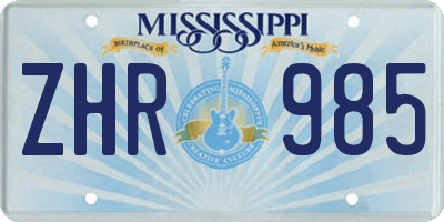 MS license plate ZHR985