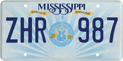 MS license plate ZHR987