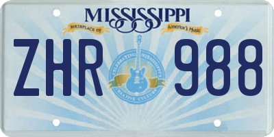 MS license plate ZHR988