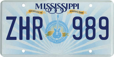 MS license plate ZHR989