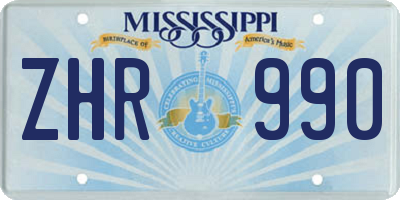 MS license plate ZHR990