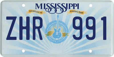 MS license plate ZHR991