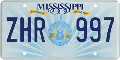MS license plate ZHR997