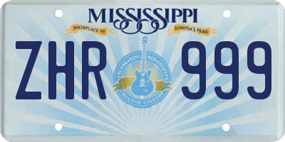 MS license plate ZHR999