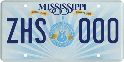 MS license plate ZHS000