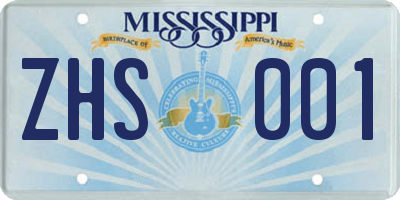 MS license plate ZHS001