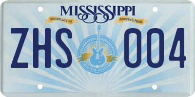 MS license plate ZHS004