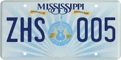MS license plate ZHS005