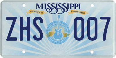 MS license plate ZHS007