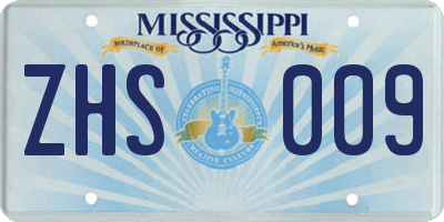 MS license plate ZHS009
