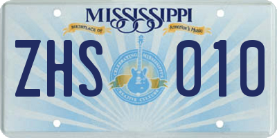 MS license plate ZHS010