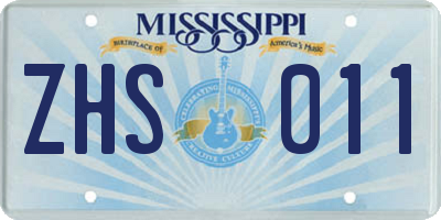 MS license plate ZHS011