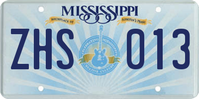 MS license plate ZHS013
