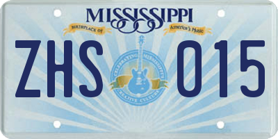 MS license plate ZHS015
