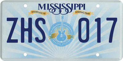 MS license plate ZHS017