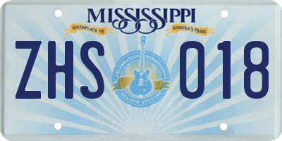 MS license plate ZHS018