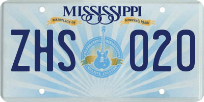 MS license plate ZHS020