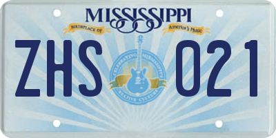MS license plate ZHS021